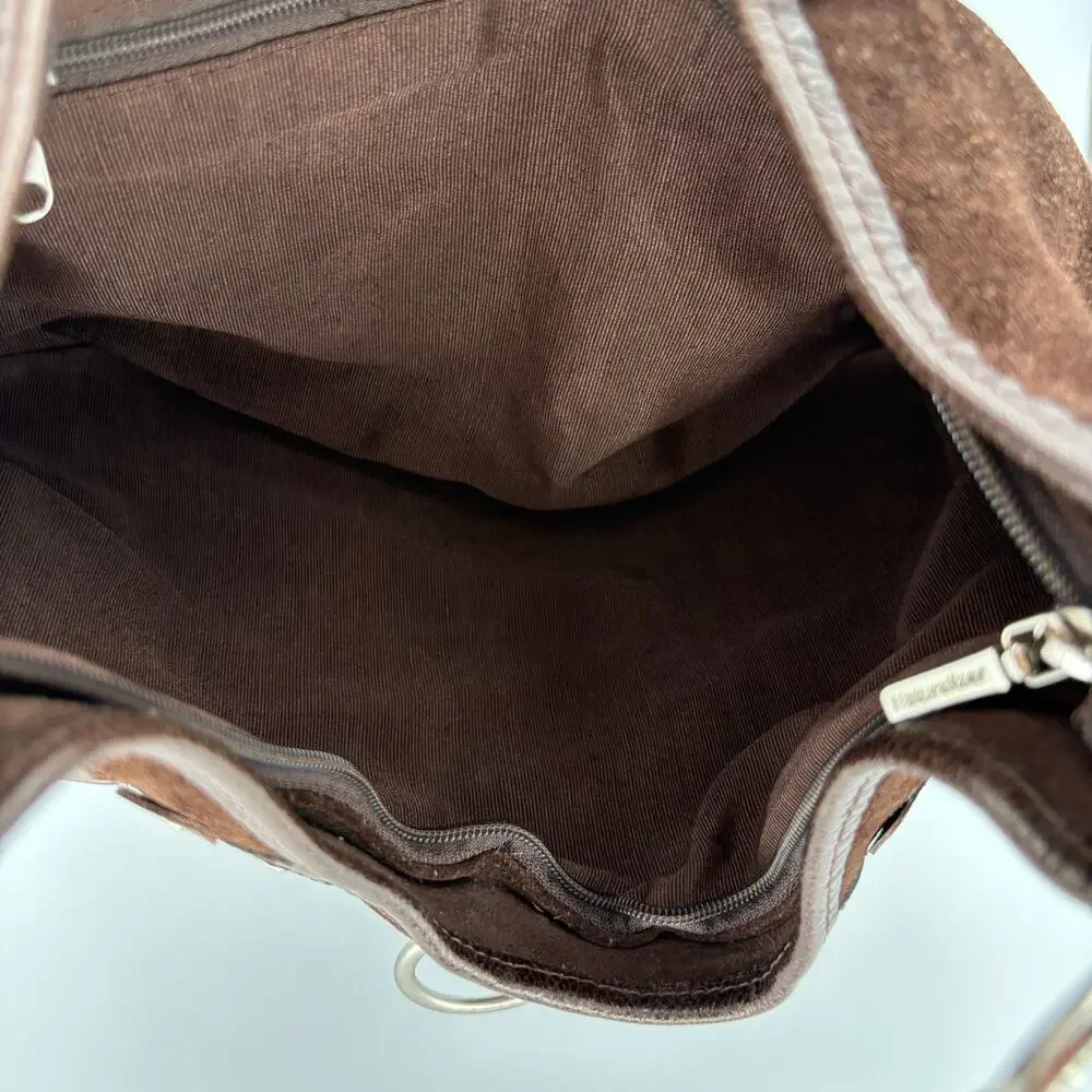 Naturalizer Dark Brown Suede Studded Crossbody Bag